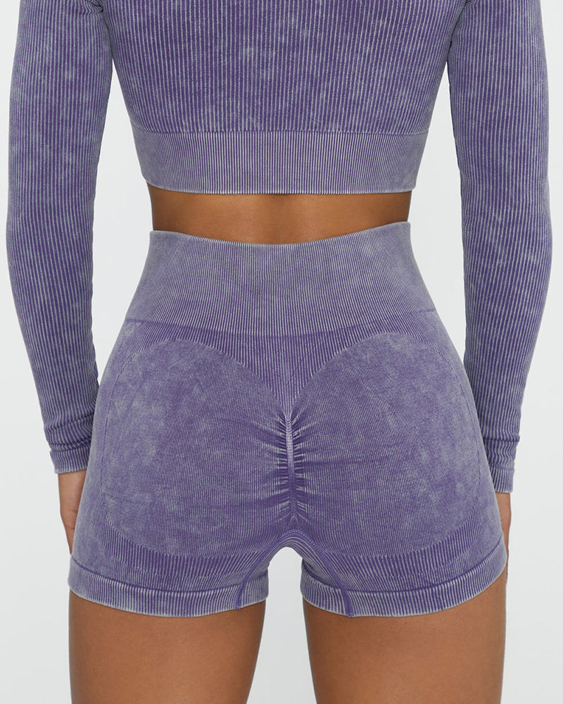 New Sand Washed Seamless Knit Yoga Suit Women&