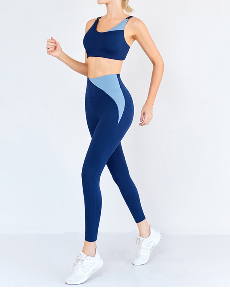 New Color Contrast Yoga Suit Two-Piece Sports High-Waist Hip Pants S-XL Pants Sets