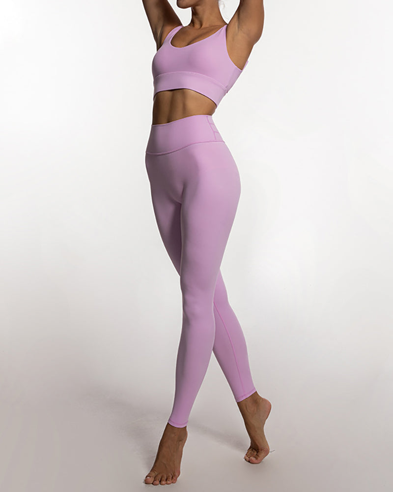 Hot Sale Solid Color Back Criss Cross High Waist Running Training Wear Yoga Two-piece Sets S-L Pants Sets