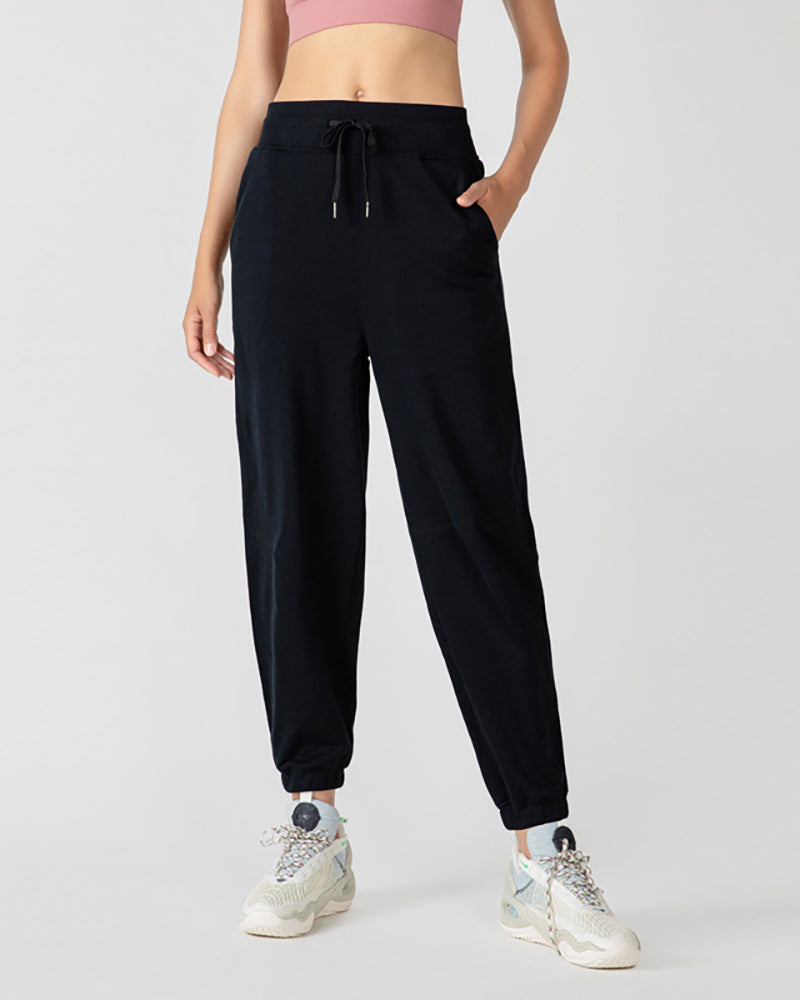 Cotton High Waist Loose Sports Joggers Pocket S-XL